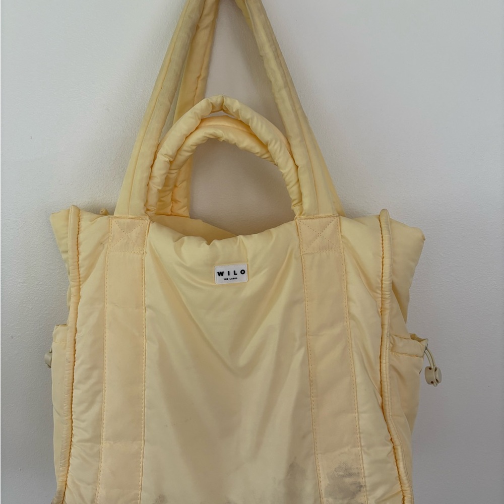 Cream Quilted Tote Bag - Soft Yellow